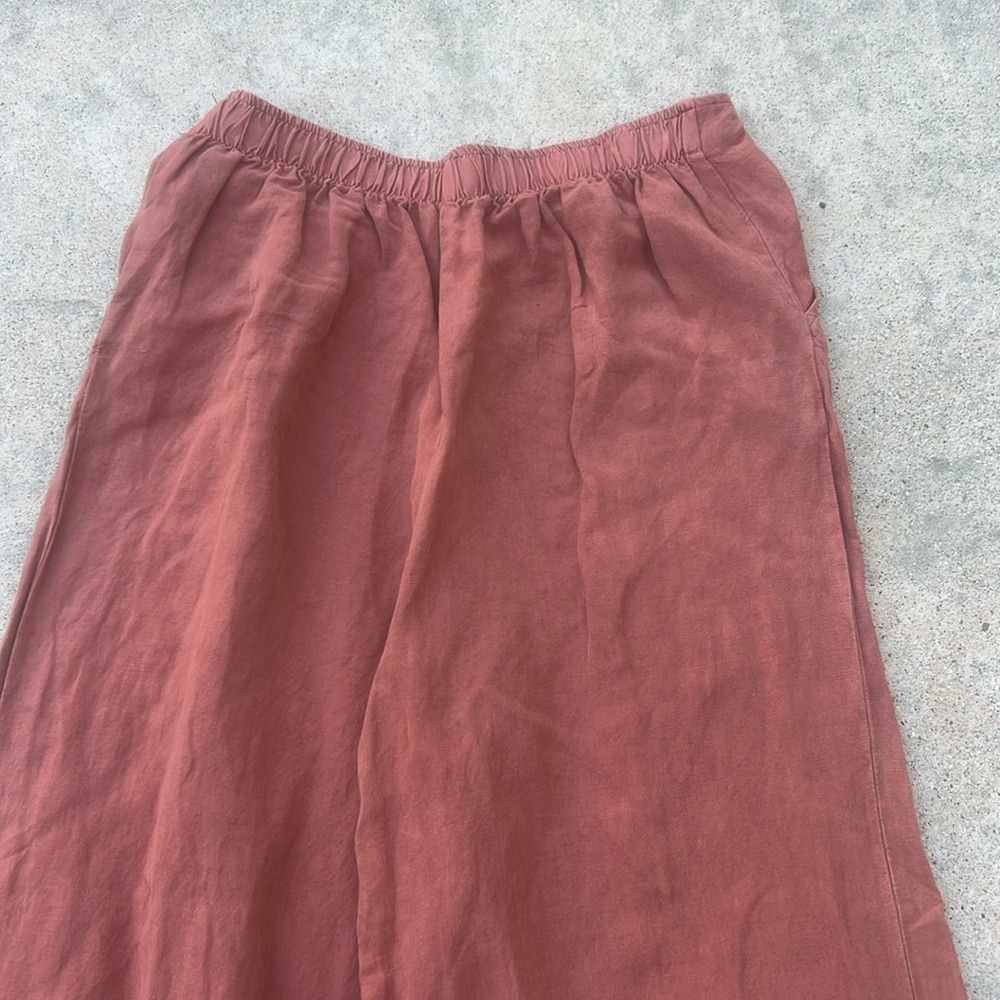 YFB Young Fabulous & Broke Cove Orange Linen Slit Wide Leg Pant Women's Size M - Picture 9 of 9